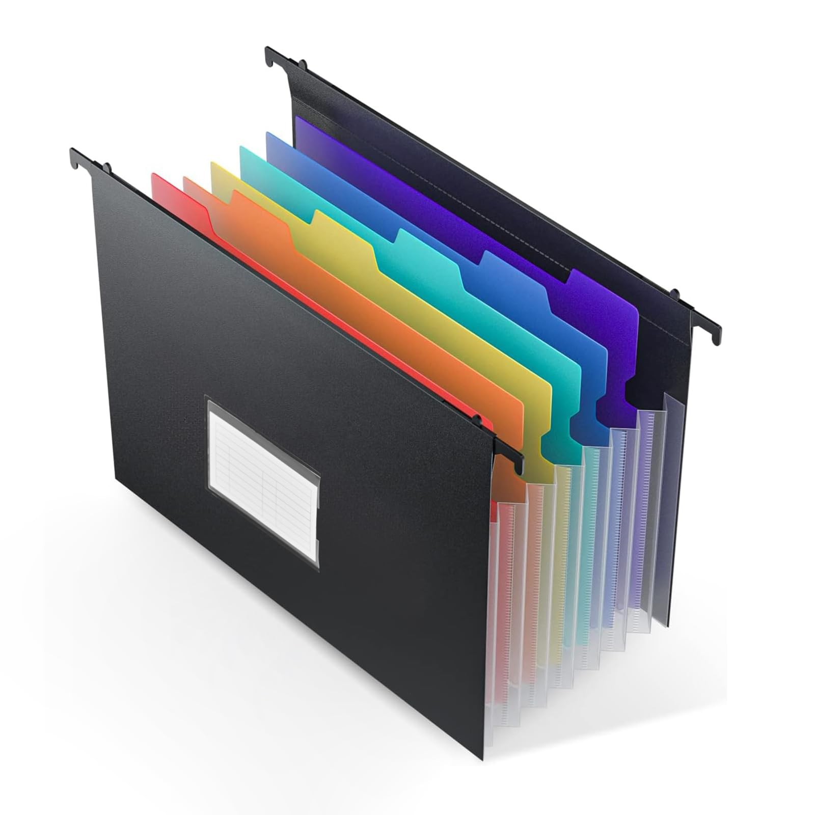 7 Pockets Expanding Hanging File Folders with Elastic 13 x 10.6 inches, Black