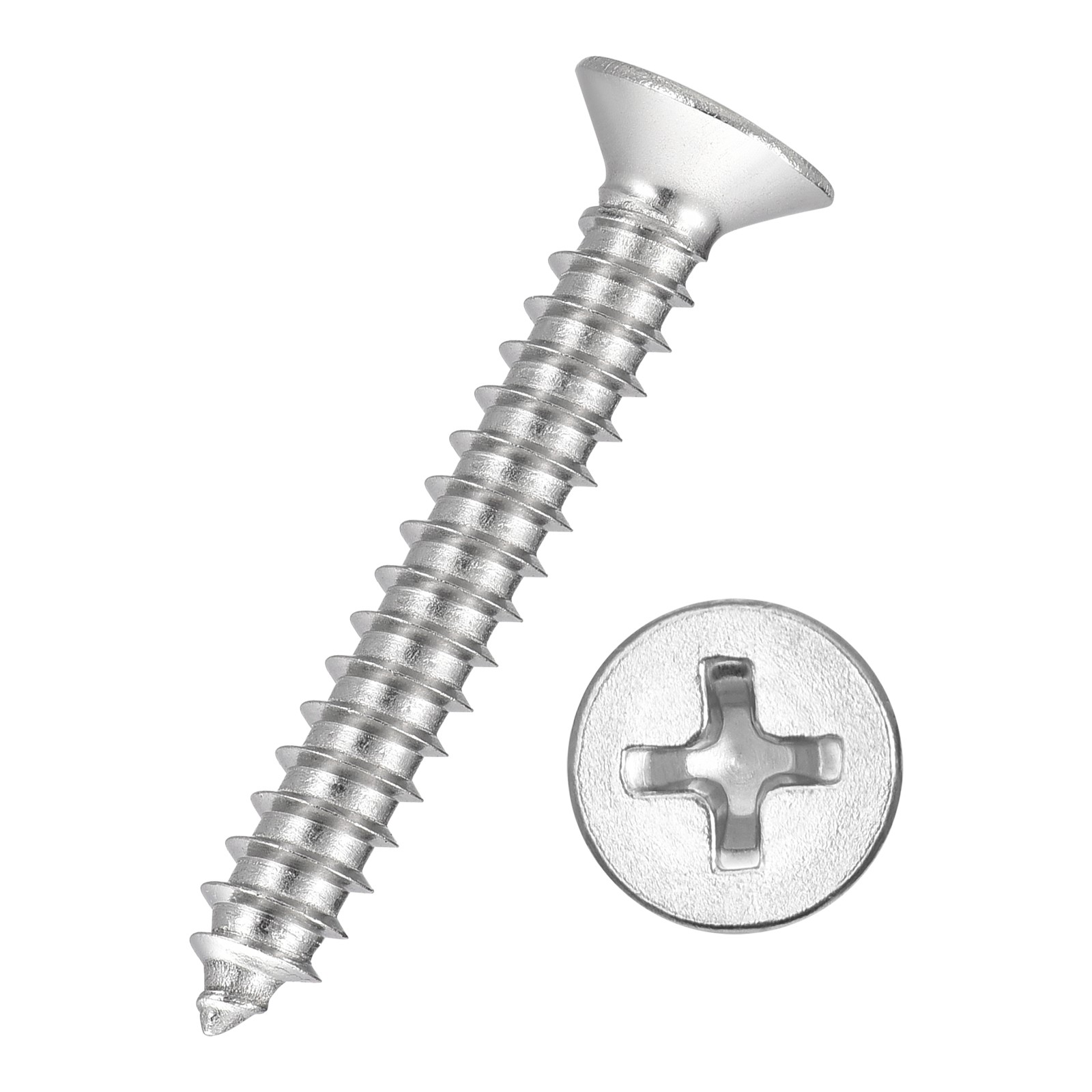 100pcs Phillips Flat Head Wood Screws – [#12×1-1/2″] 304 Stainless Steel, Silver
