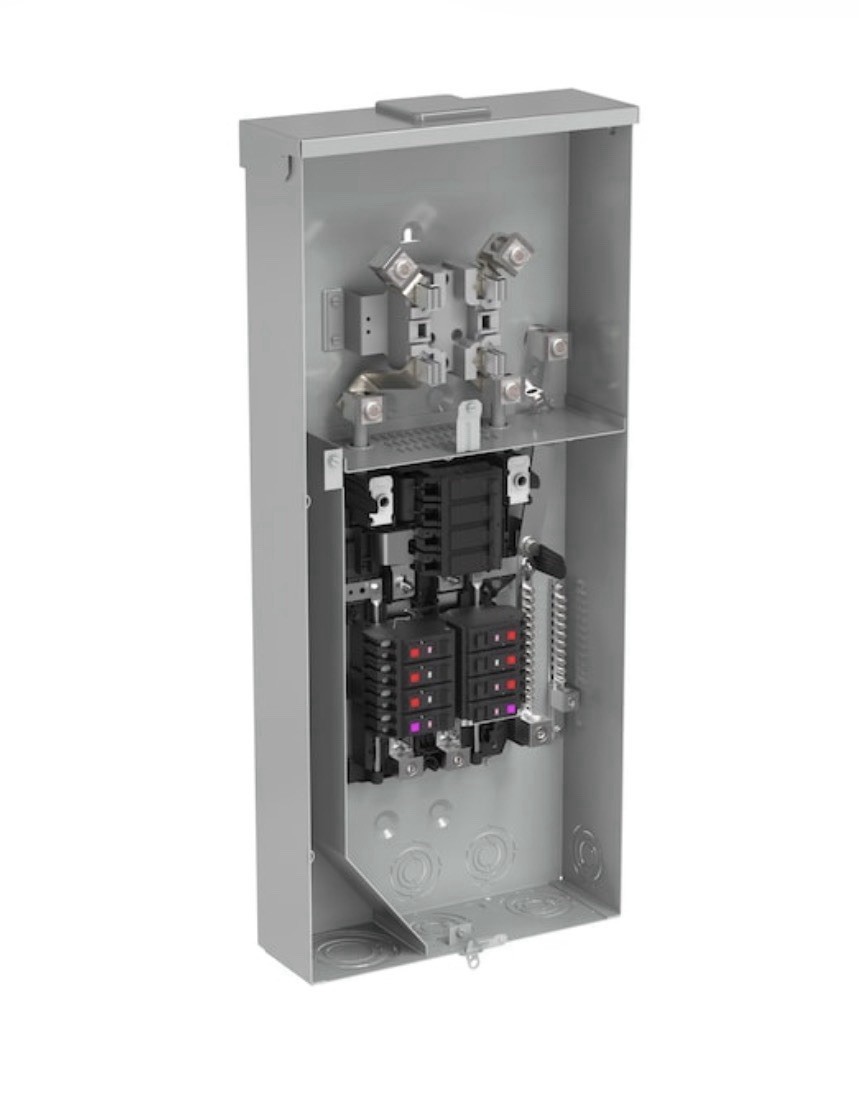 ABB 200 Amp Meter Socket & Load Center 8 Space 16 Circuit PAMS820TRLNCS