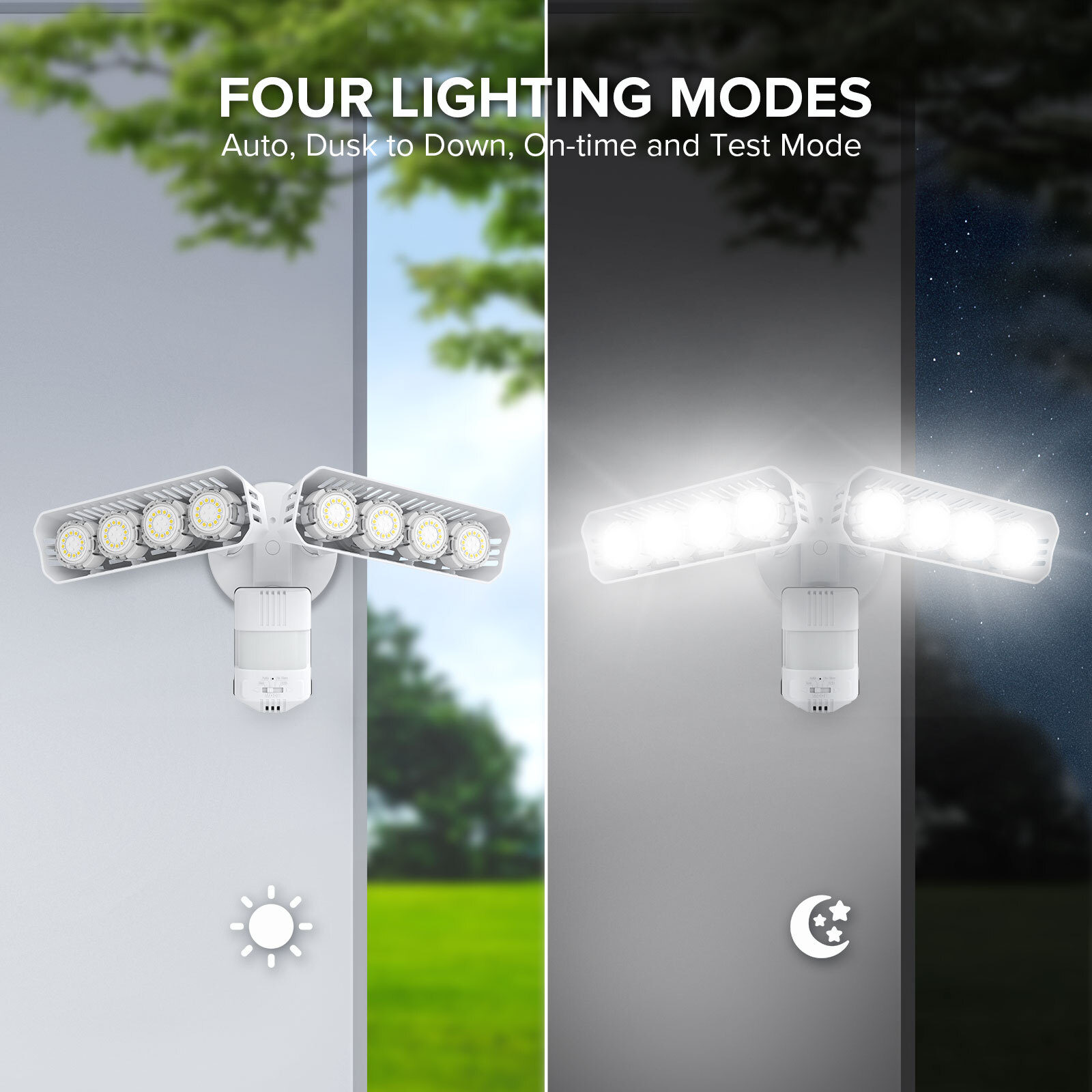 SANSI 2x LED Security Light Motion Sensor 7000LM IP65 Outdoor Wall Floodlight
