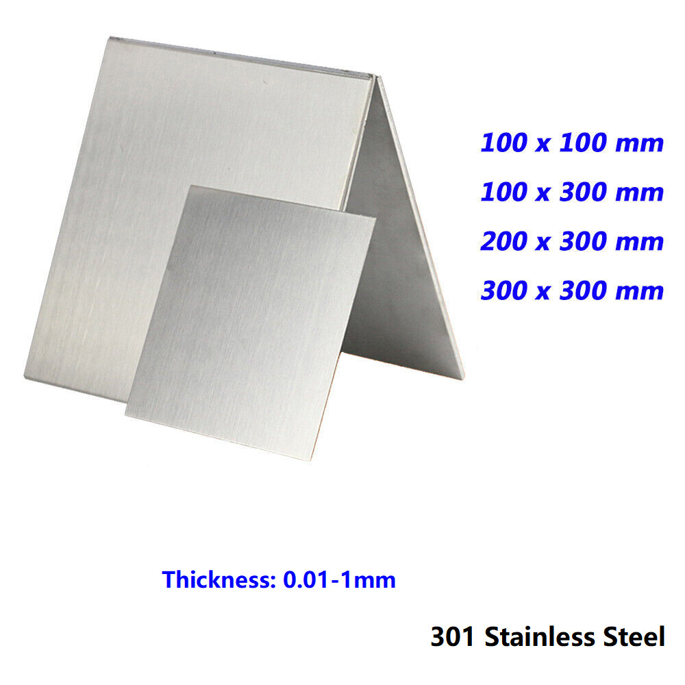 301 Stainless, Plate, Sheet 0.01mm 0.02mm, 0.1mm 0.15mm 0.2mm 0.3mm 0.6mm -1mm