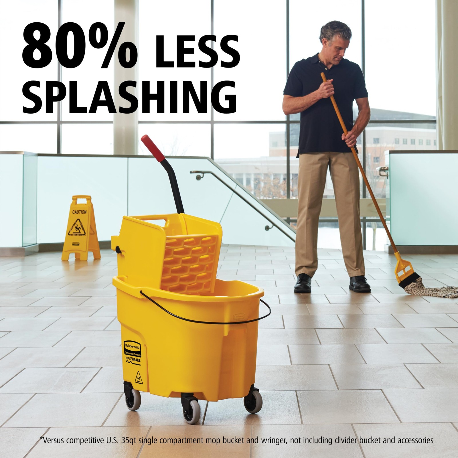 Rubbermaid Commercial Products WaveBrake 35 Qt. Side-Press Mop 35 Qt, Yellow