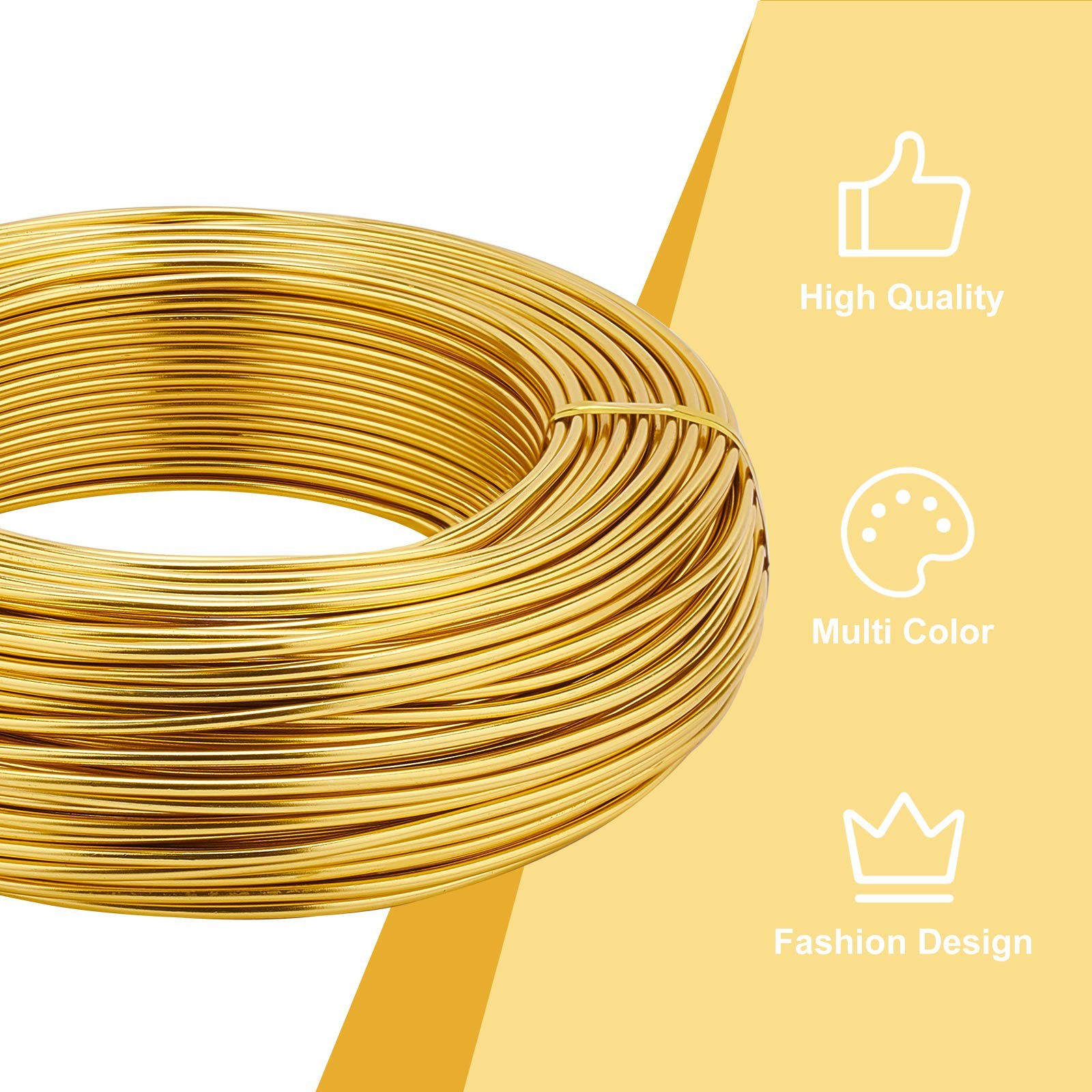 180 Feet 12 Gauge Jewelry Craft Wire Gold Aluminum Wire Bendable Metal Sculpt…