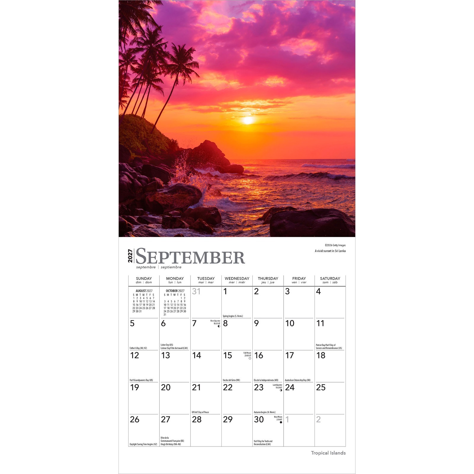 Tropical Islands | 2027 7×14″ (Hanging) Monthly Mini Wall Calendar