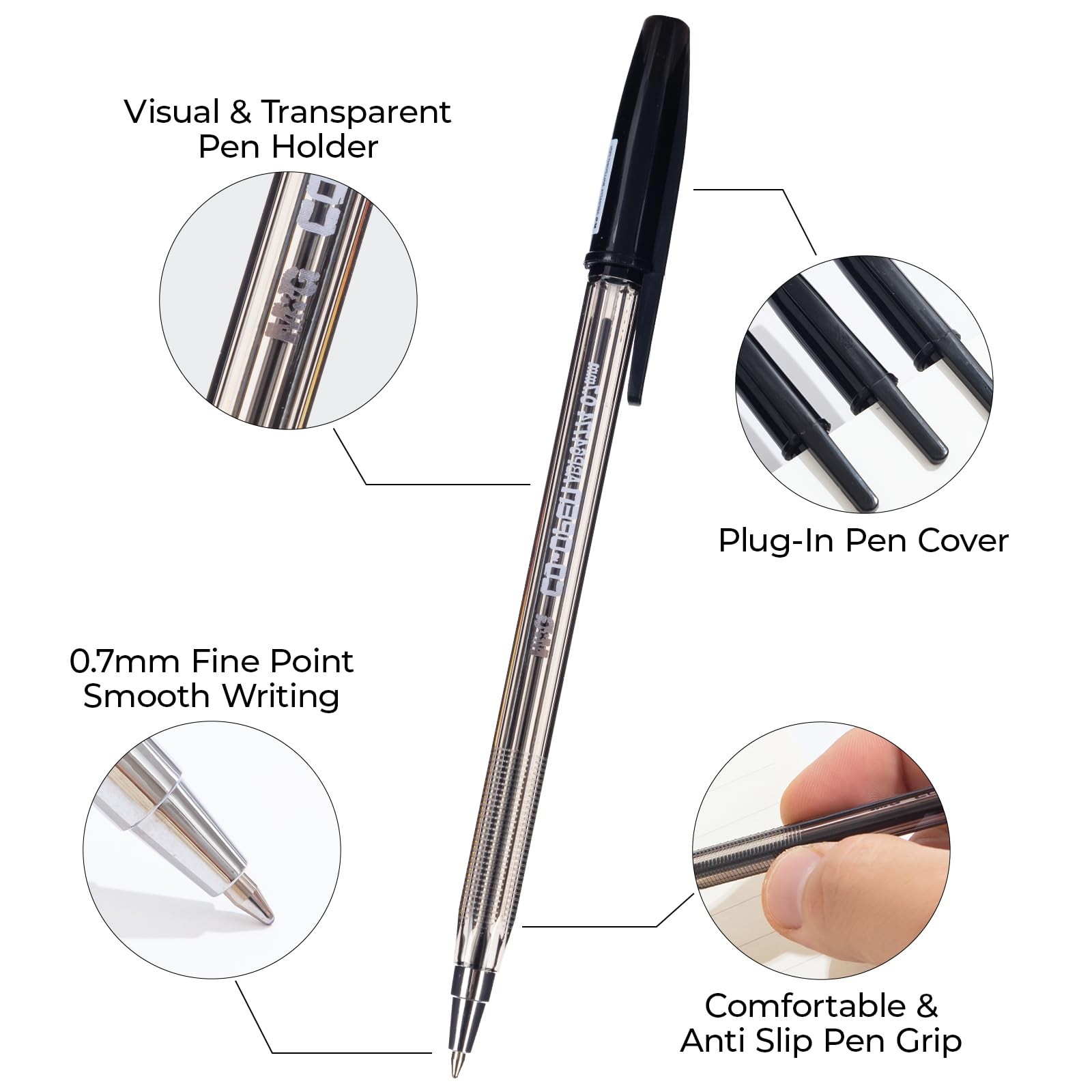 M&G Ballpoint Pens, Black Ink Ballpoint Pens Fine Point 0.7mm, Ball Point Pen…