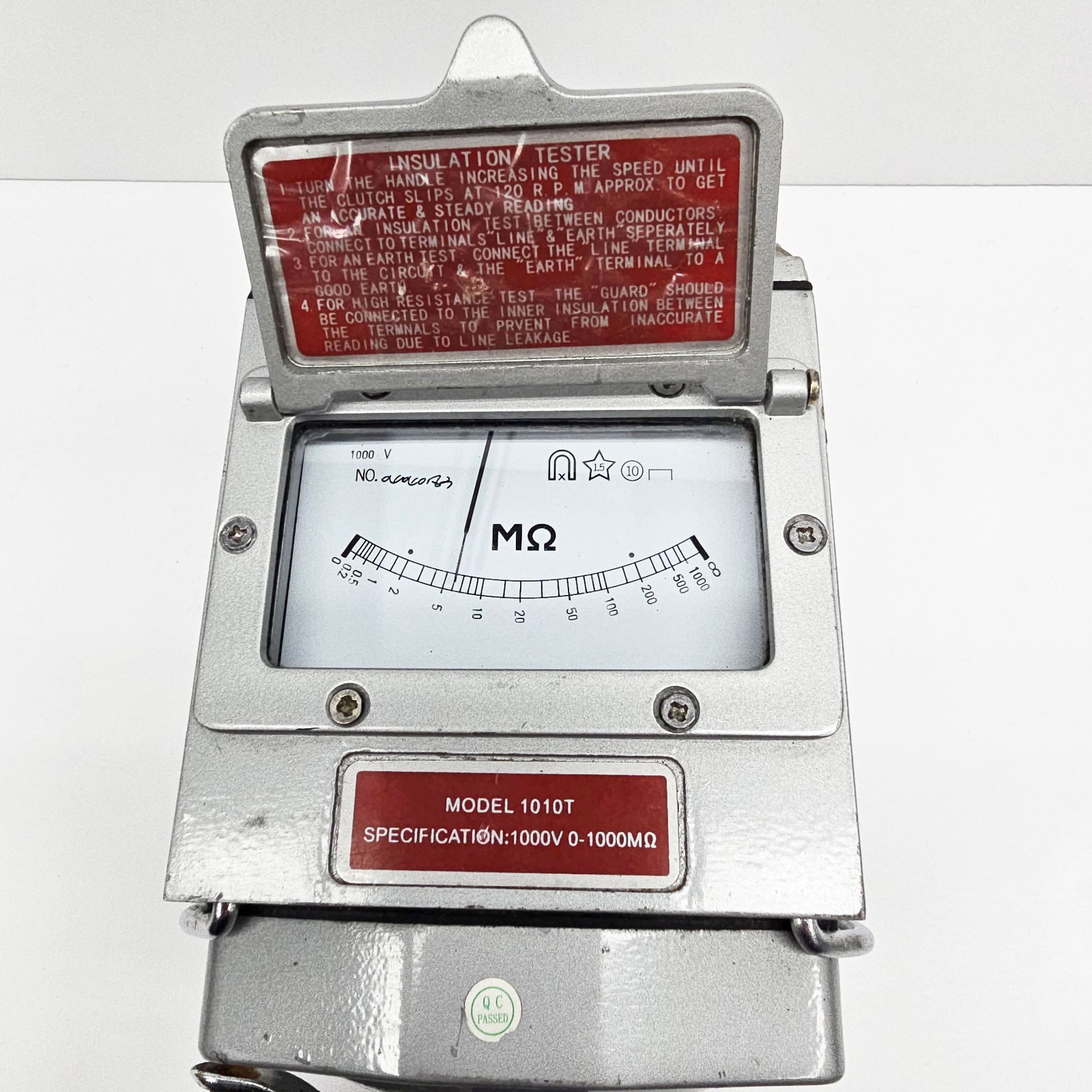 0-1000MΩ Insulation Resistance Tester 1000V Megger Meter Megohmmeter Hand-Crank