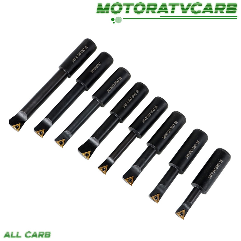 ALL-CARB 8Pcs 3/4″ Shank Indexable Boring Bars 90 Degree Round Shank Boring Bars