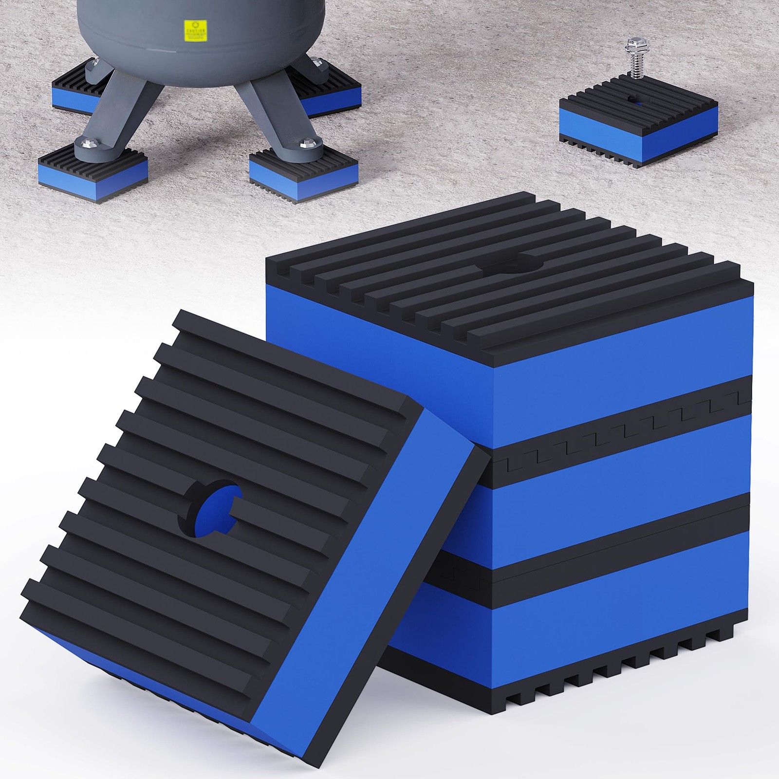4PCS Anti Vibration Rubber Pads 2x2x7/8in Heavy Duty Air Compressor Isolators