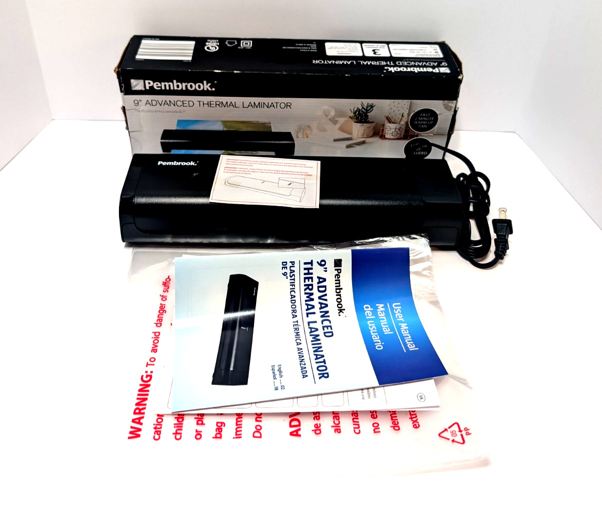 Pembrook 9″ Advanced Thermal Laminator In Box Unused Laminator W/Starter Pack