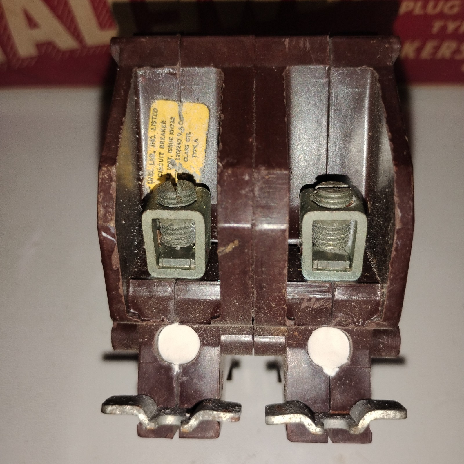 Vintage Wadsworth 30 Amp 2-Pole Circuit Breaker – Red Bar – Metal Feet – NOS