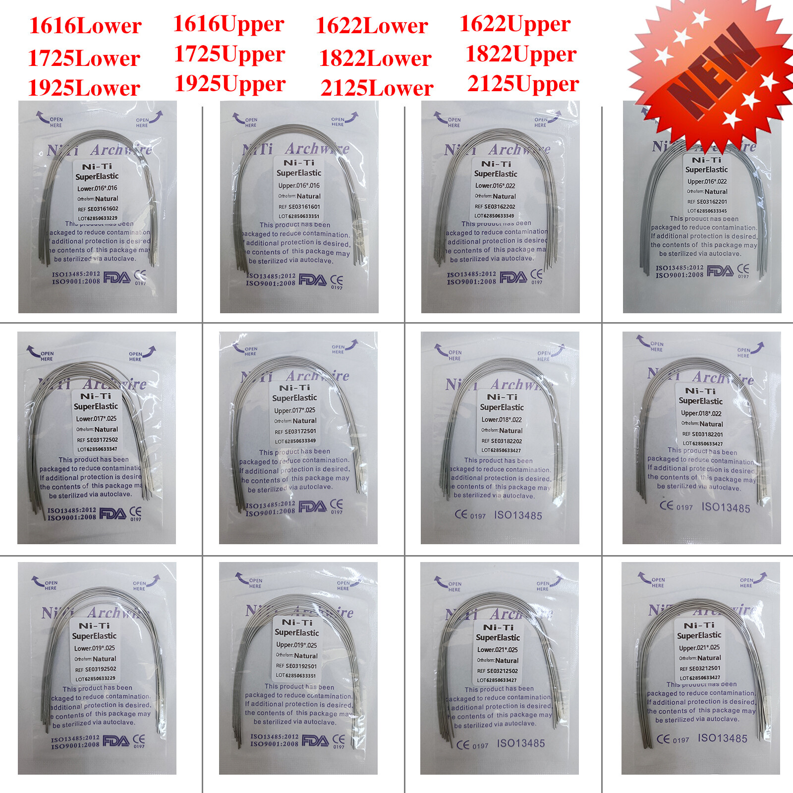 10-100 Alambre de Arco Dental Ortodoncia Super Elástico Niti Rectangular Natural