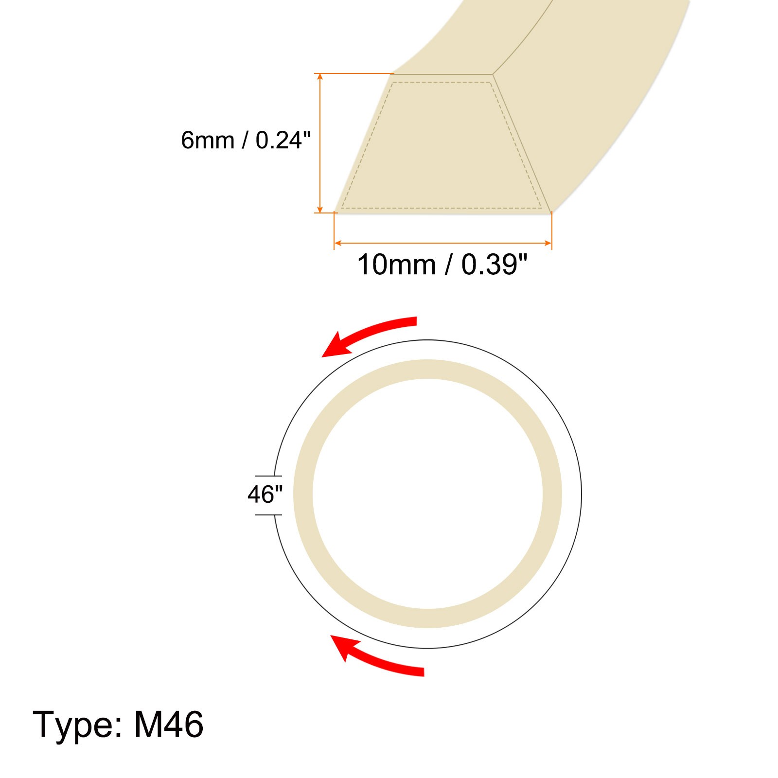 M46 Industrial Sewing Machine Belt 46″ Outer Girth Rubber Triangle V-Belt