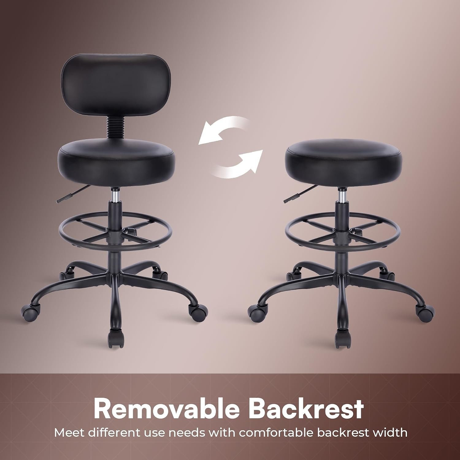 Heavy-Duty Adjustable Drafting Stool – Comfort Cushion & Ergonomic Backrest