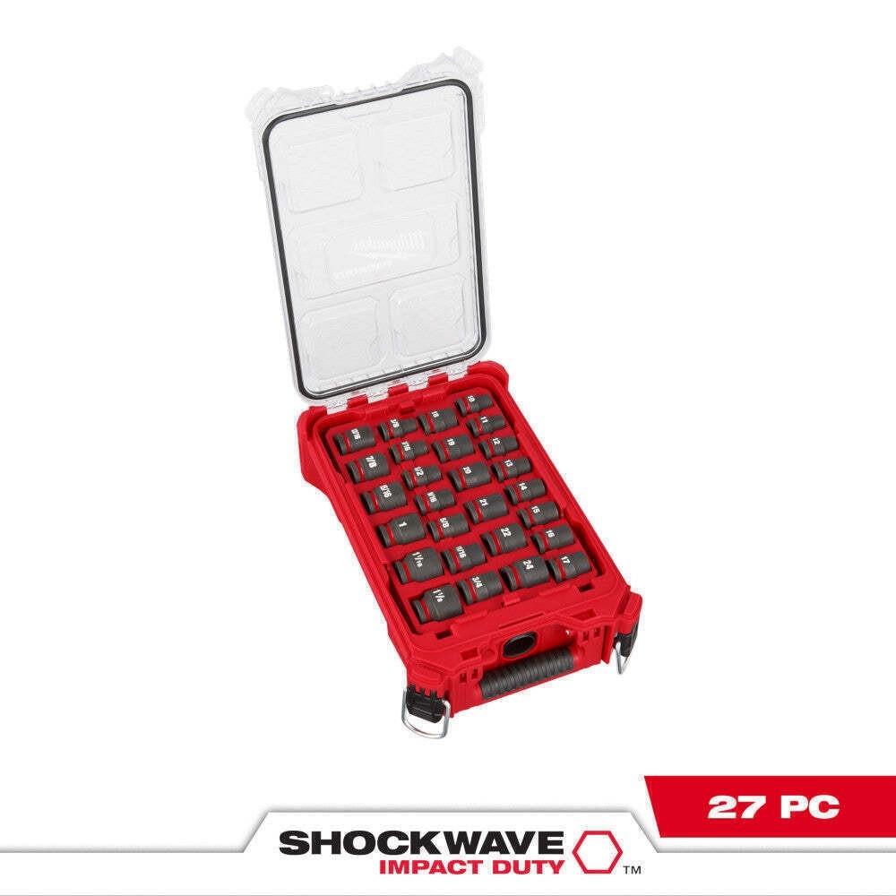 Milwaukee 49-66-6804 SHOCKWAVE 1/2” Impact Duty Socket MM PACKOUT Set-27 PC US