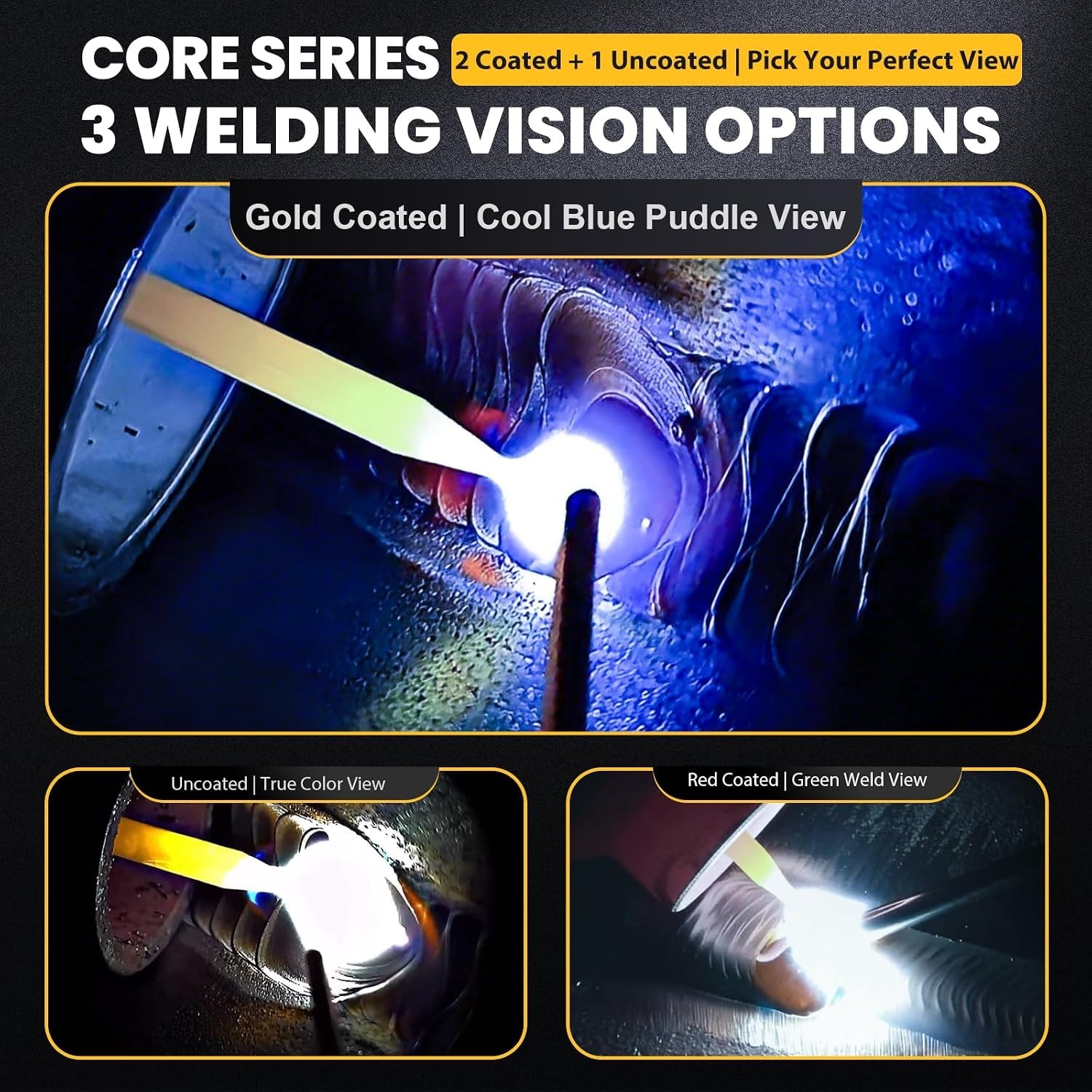 Gold Auto-Darkening Welding Lens 2″ x 4.25″, Slim Design for Enhanced Visibility