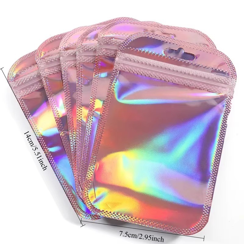 50pcs Laser Printed Bags Transparent Self-Sealing Bag Jewelry Beads Storage bags