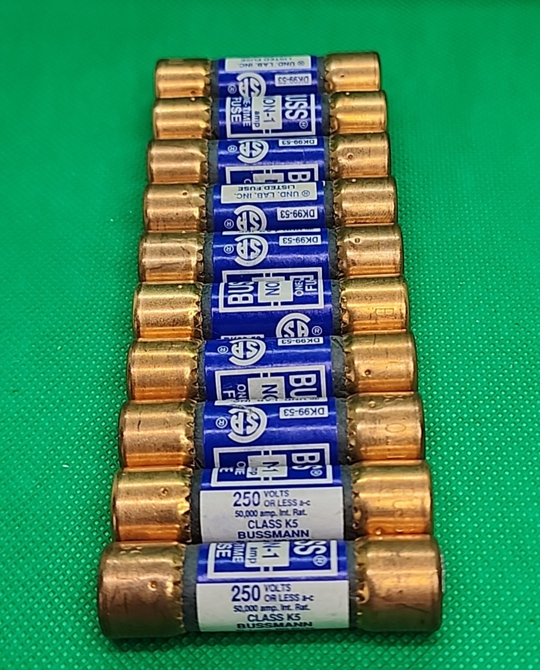 Box of 10- BUSSMANN BUSS NON-1 250V 1A ONE-TIME FUSE [MG5-3]