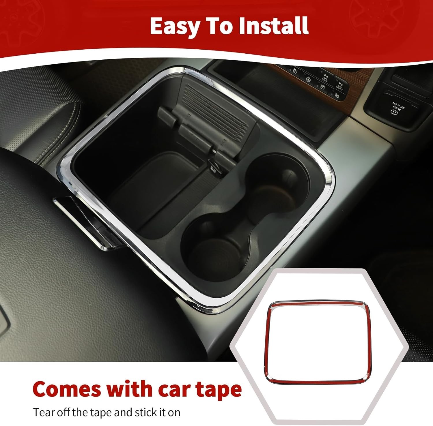 for RAM Center Console Storage Tray Trim Cover Frame for RAM 1500 2015-2018 C…