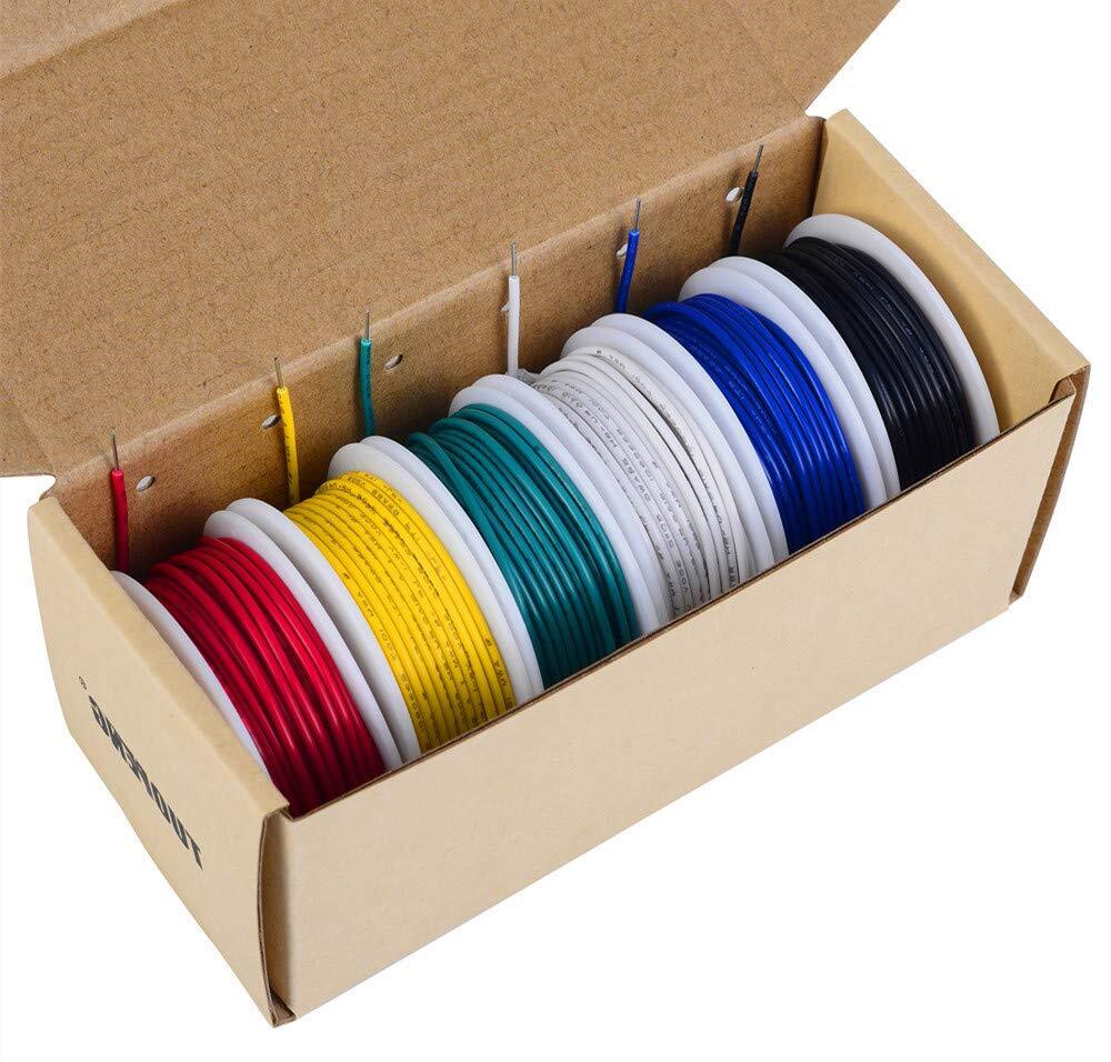 18 Awg Solid Wire Kit 20Ft Tinned Copper Pvc Insulation 6 Colors Prototyping