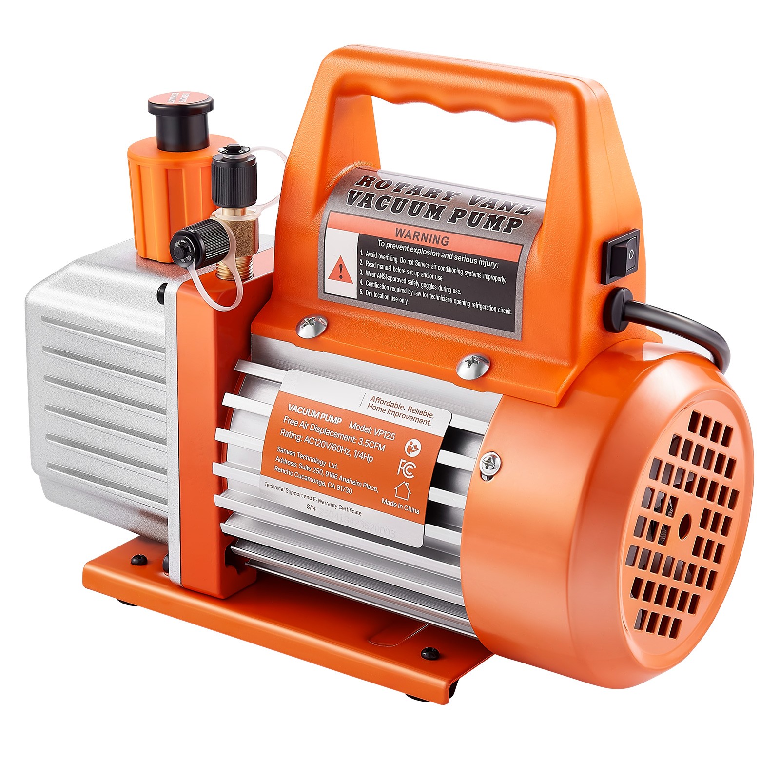 Uimoso 3.5 CFM Single Stage Rotary Vane HVAC Vacuum Pump with Oil