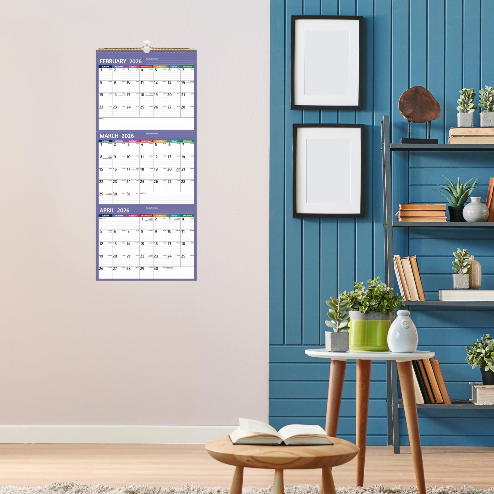 2026 Wall Calendar – 3 Month 2026 Vertical, Jan 2026 – Dec 2026, 3…