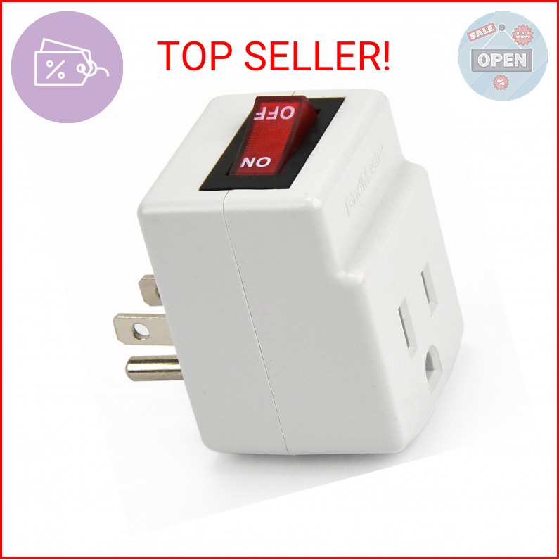 3 Prong Grounded Single Port Power Adapter for Outlet with Indicator Lighted On/
