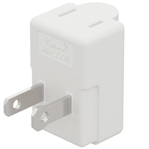 1PC NEMA 1-15P to 1-15R 90° Up Angle 2-Prong US Power Adapter White