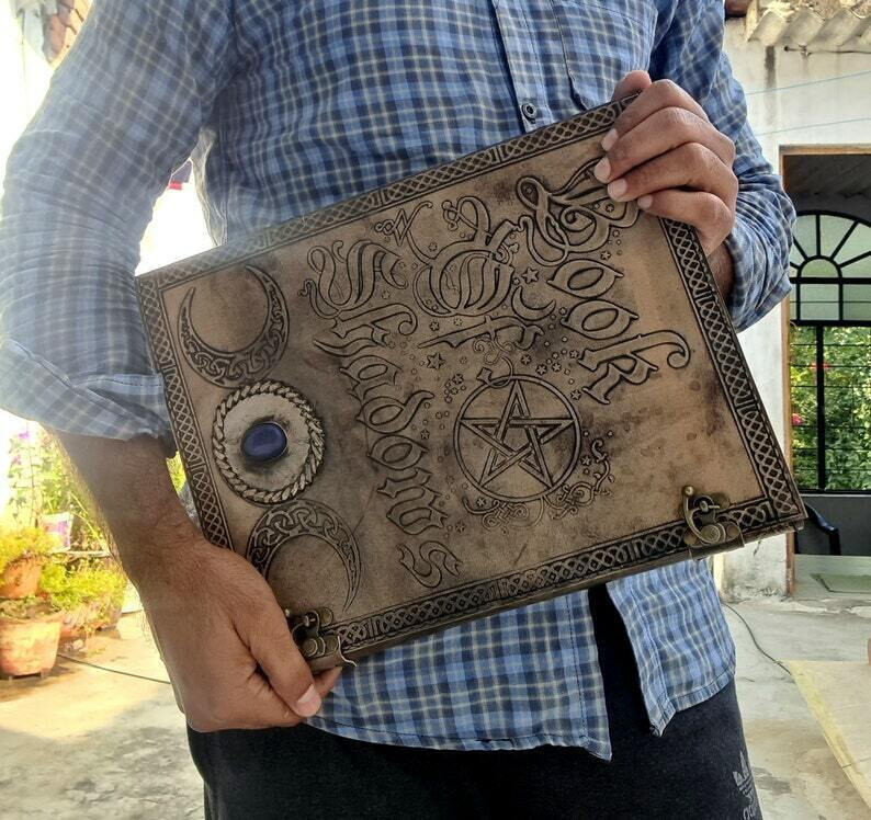 Book Of Shadows, Leather Grimoire, Leather Journal, Magic Book, Celtic journal