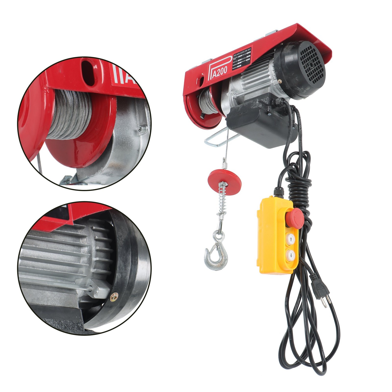Mini Electric Hoist 440LBS/200kg Crane Winch with Wired Remote Control 510W 110V