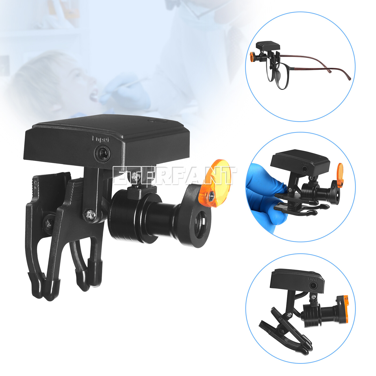 ETERFANT 5W Wireless Dental LED Headlight with Filter for Binocular Loupe Glasse