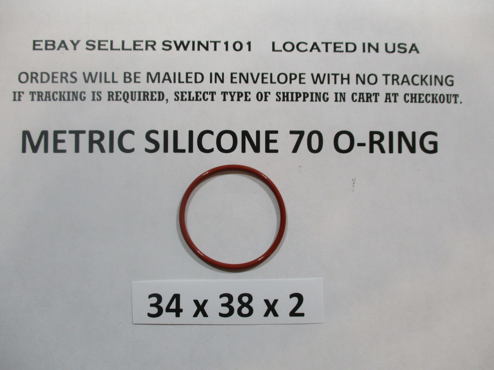 34mm ID x 38mm OD x 2mm thick SILICONE O-ring. Quan 1.
