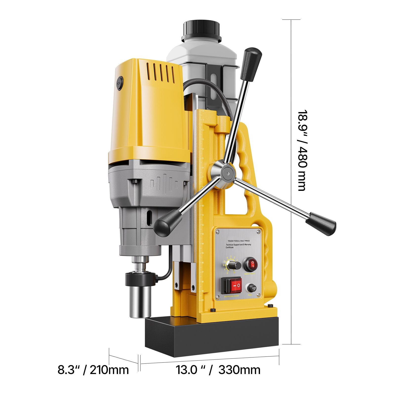 1.88HP Magnetic Drill Press 2in Boring 0-750 RPM 1400W Copper Motor