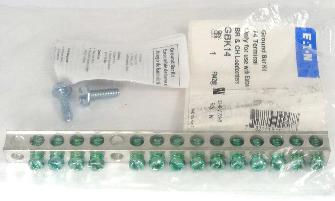 NEW SEALED Eaton Cutler-Hammer GBK14 Ground Bar Kit, 14-Terminal, 14-4 AWG Cu/Al