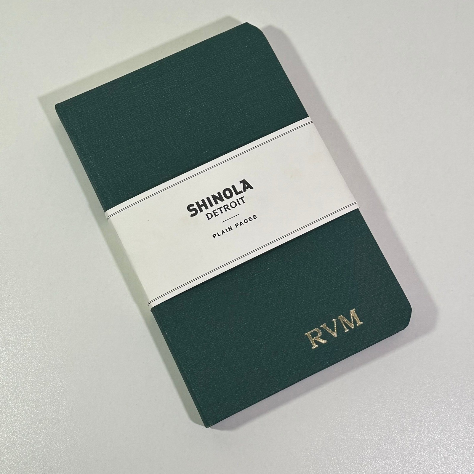 Shinola Detroit Plain Pages Journal Notebook RVM Monogram Green New