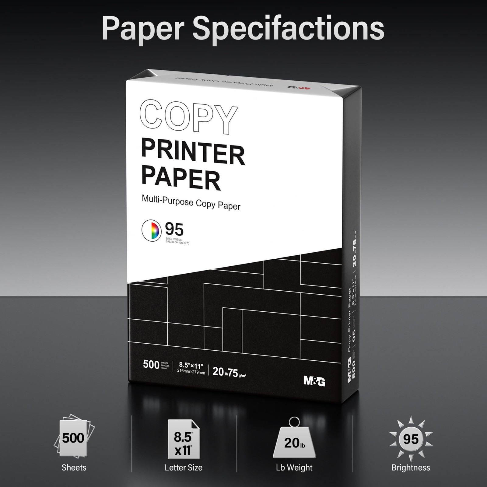 M&G Multipurpose Copy Printer Paper, 8.5 x 11, ‎1 Ream | 500 Sheets, White