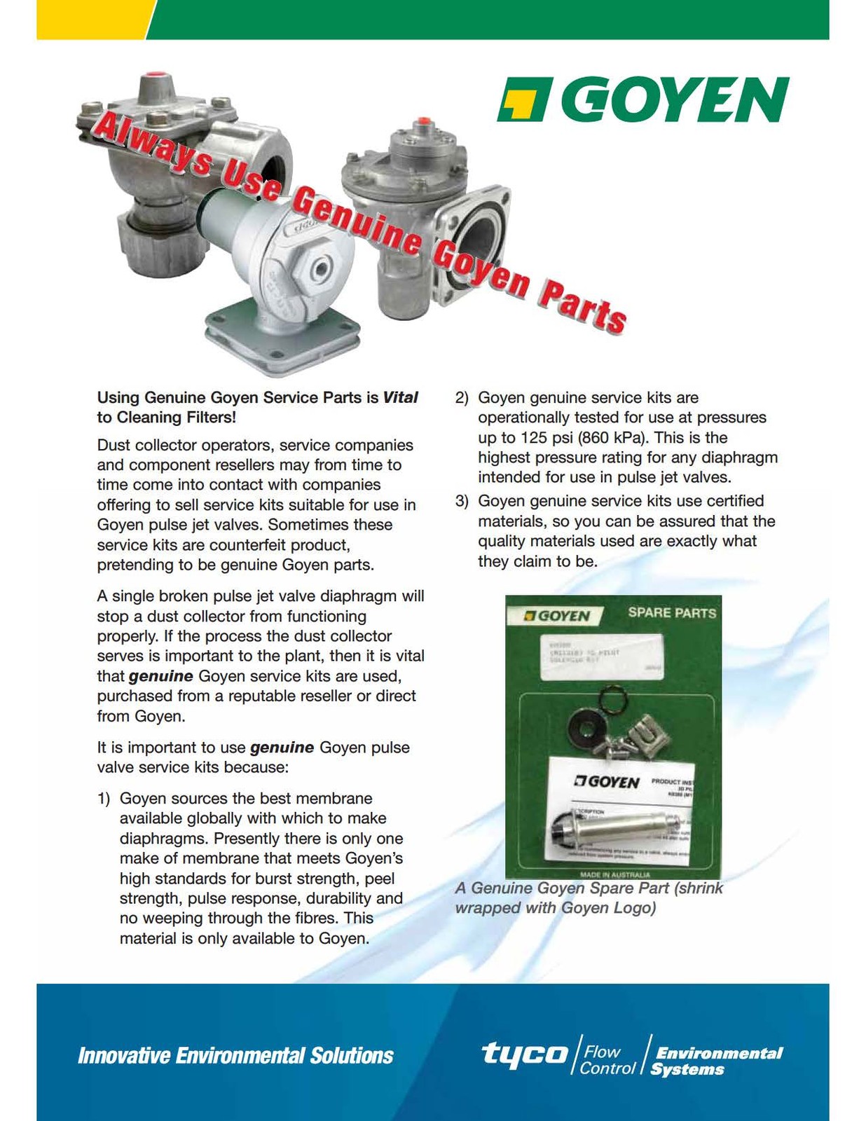 Goyen Valve Repair Kit K2529, AD3193101, Qty 4