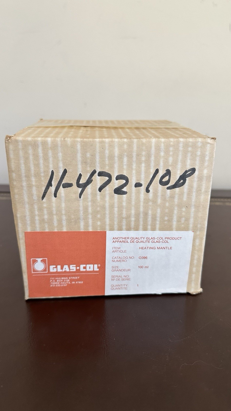 NEW Glas-Col 0396 100mL Heating Mantle 115V 80W Lab Flask Heater w/ Cord 400°C