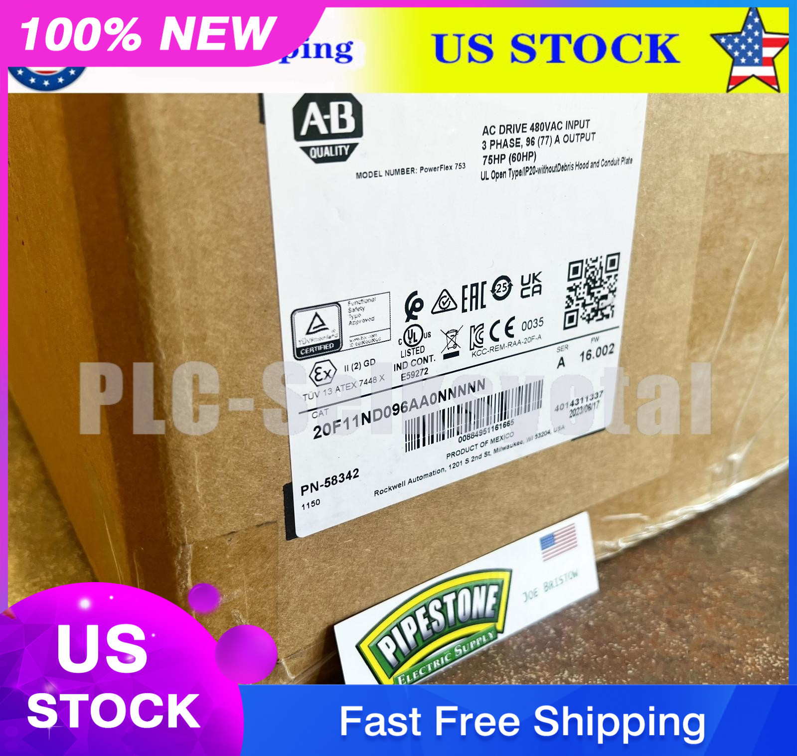 20F11ND096AA0NNNNN Ser/A 480V 75HP Factory Sealed-2023 **Kentucky Stock**