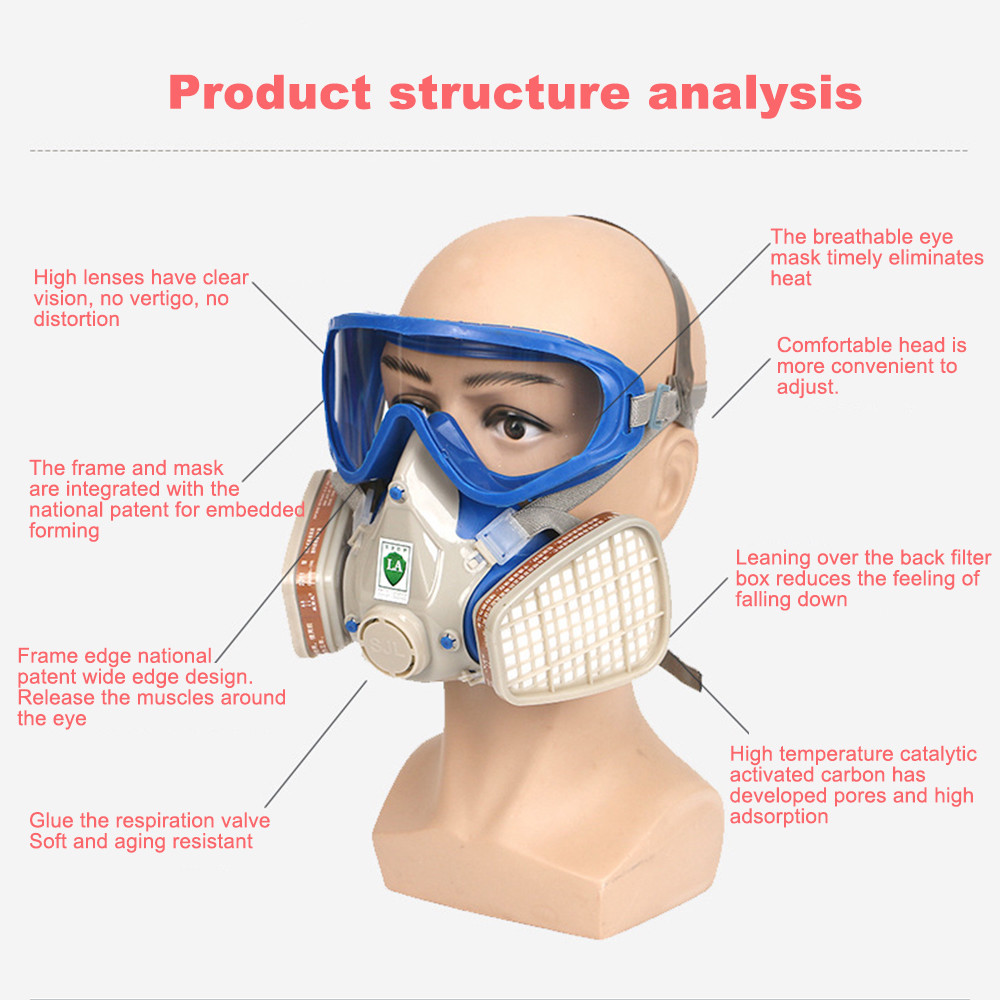 Full Face Gas Mask Respirator Painting Spraying Respirator Facepiece Reusable US