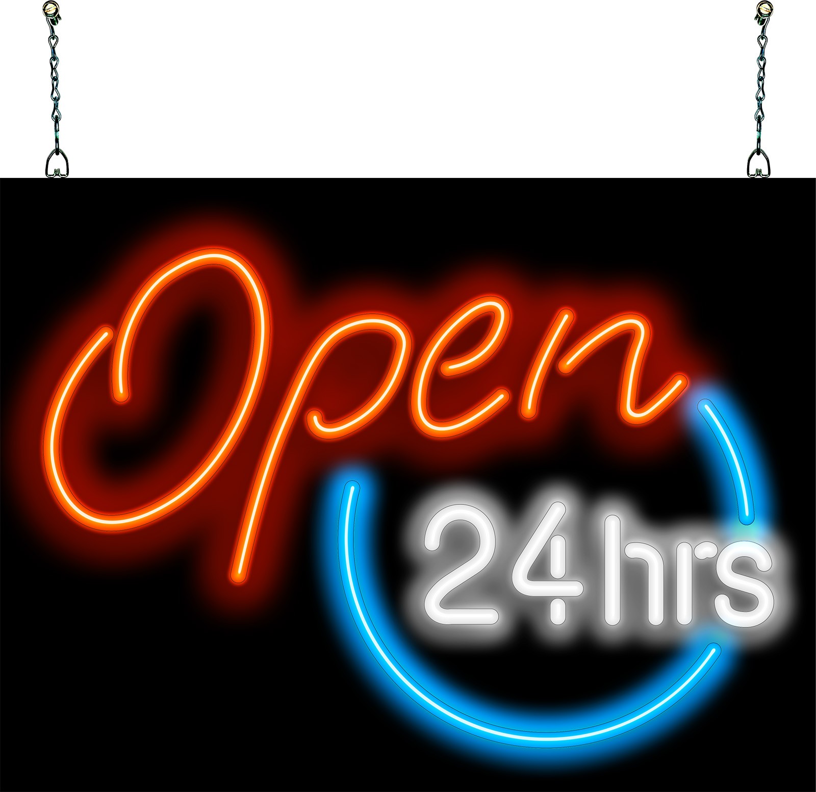 Open 24 Hours Neon Sign – Large 24″ x 18″ – Real Neon Attracts More Customers