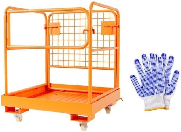 1200Lbs 36″ x 36″ Forklift Safety Cage Forklift Steel Man Basket with Gloves
