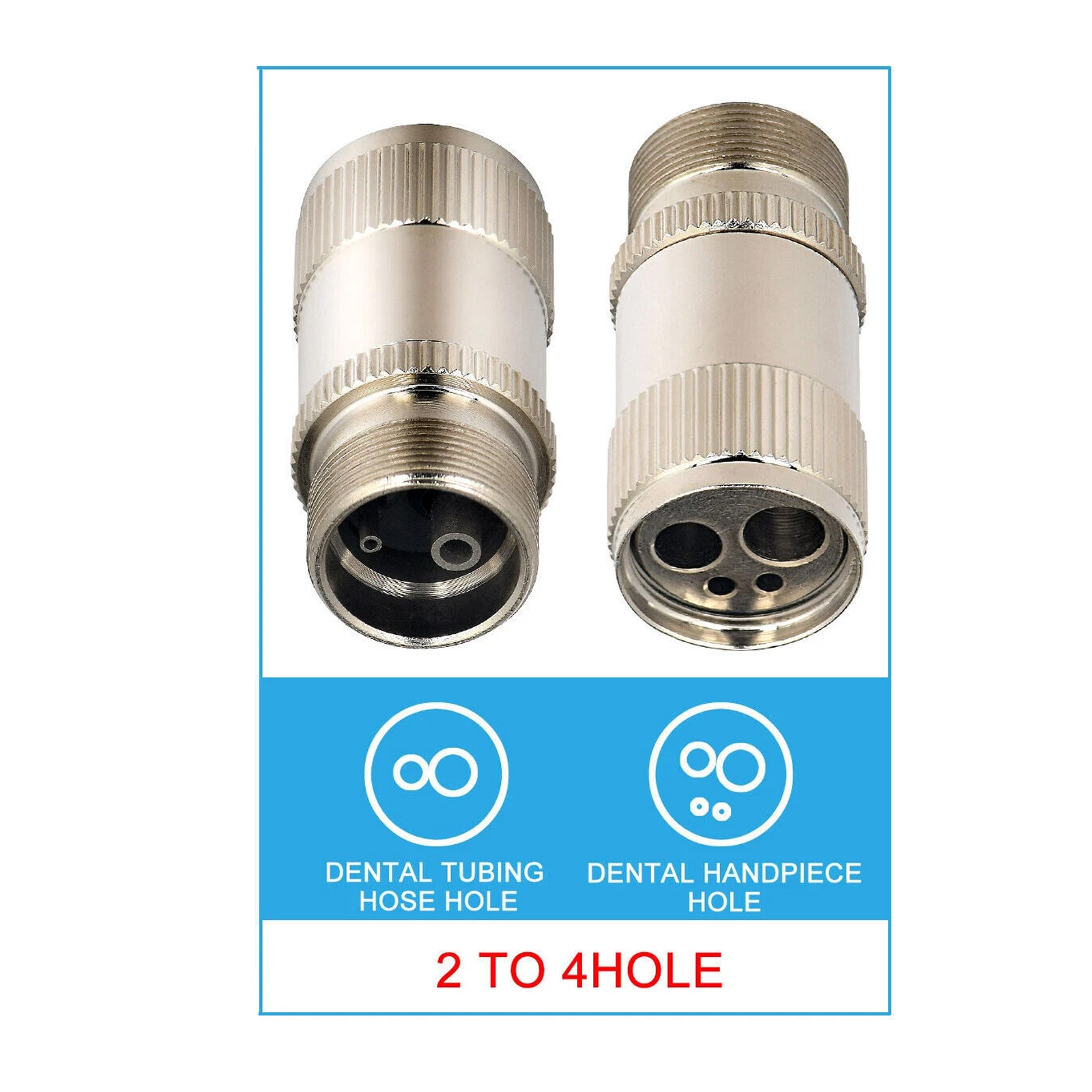 1/5PCS Dental Adapter Changer Connector for High Speed Handpiece 2 to 4 Hole