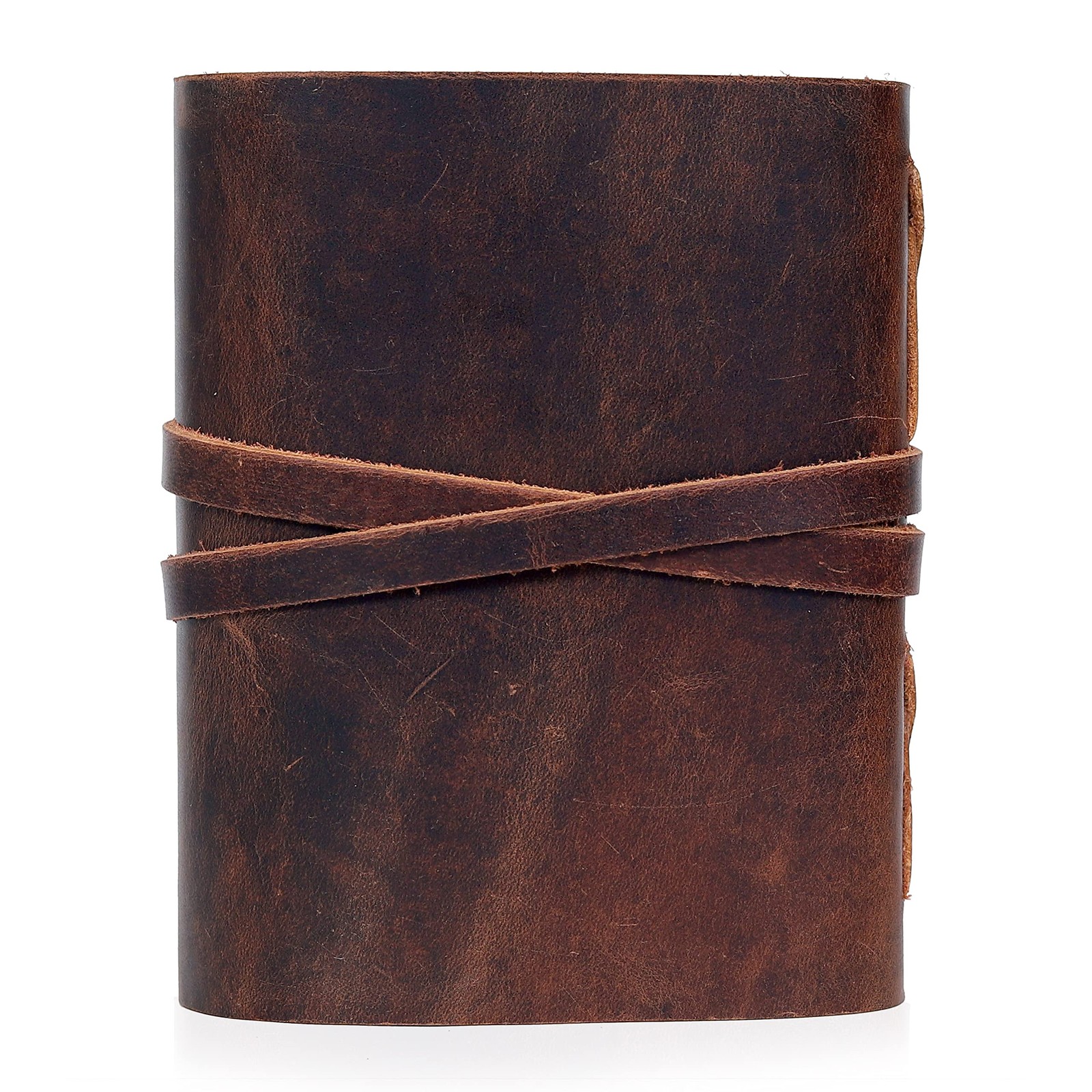 Leather Journal for Women Men Blank Deckle Edge Paper Notebook 180 GSM Brown