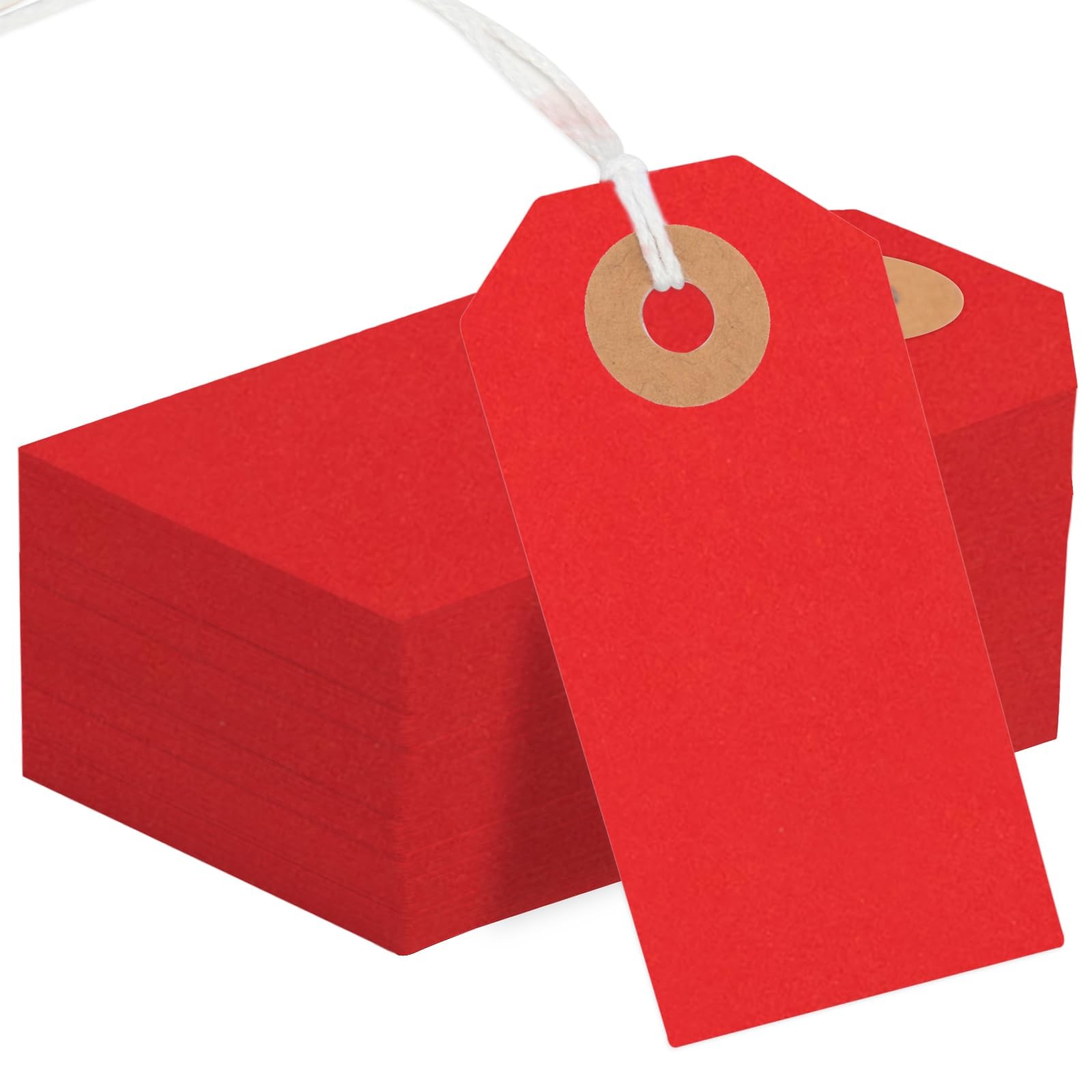 150 PCS 2 3/4 x 1 3/8 Inch Red Colored Blank Manila Shipping Tags With String