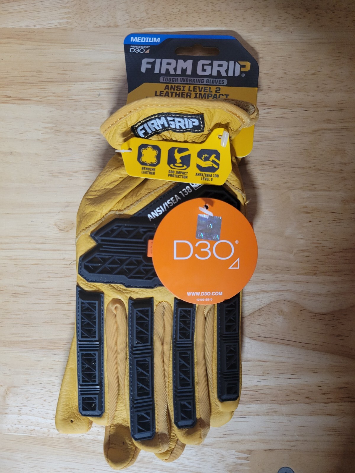 FIRM GRIP Medium Leather Max Impact Defender Outdoor and Work Gloves Premium New