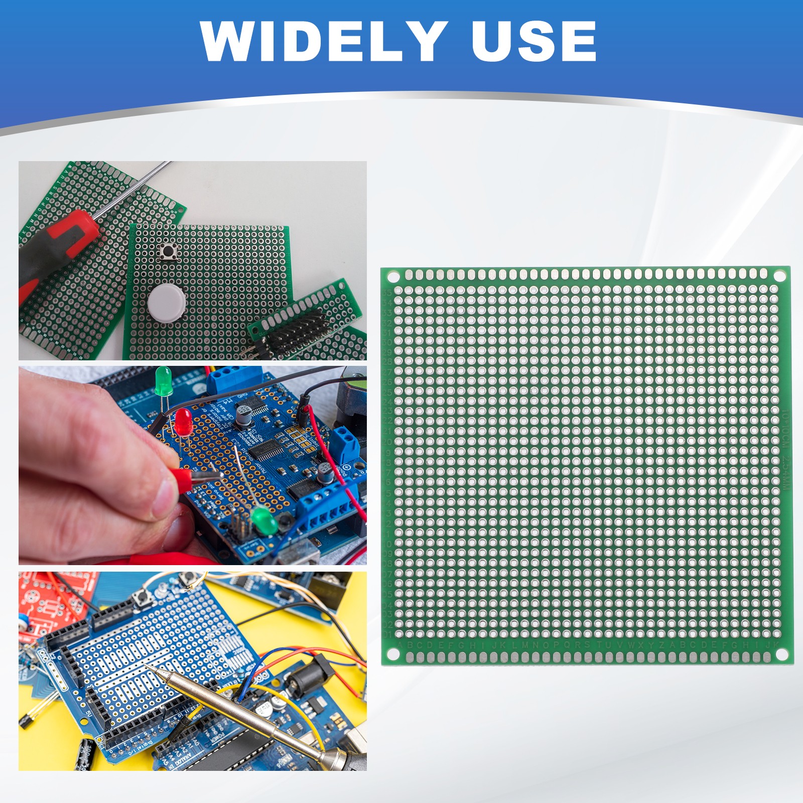 3Pcs Breadboard Solderable Board 100mm x 100mm Green Circuit PCB Board