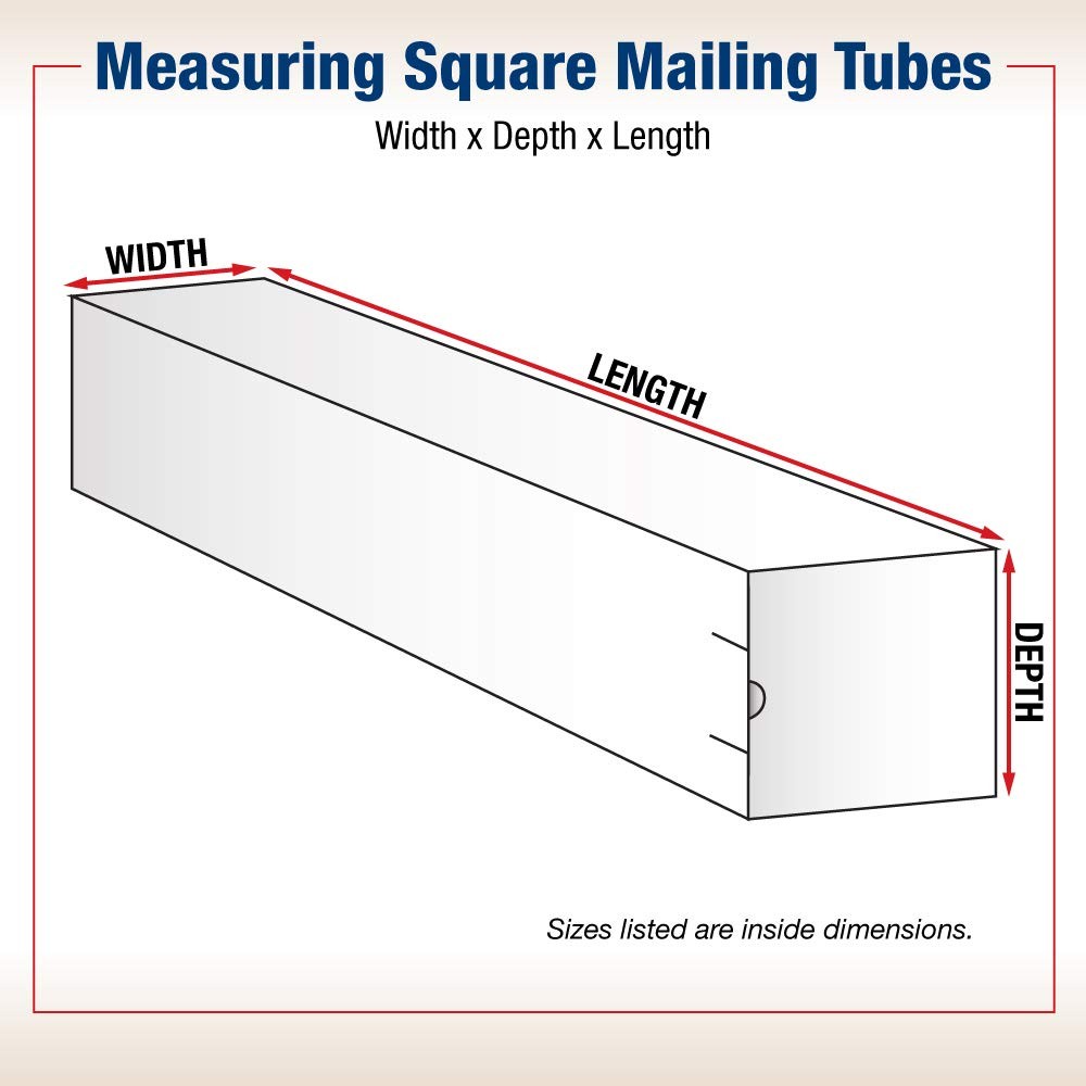 BOX USA BM2237 Square Mailing Tubes, 2 x 37, Oyster White (Pack of 50)