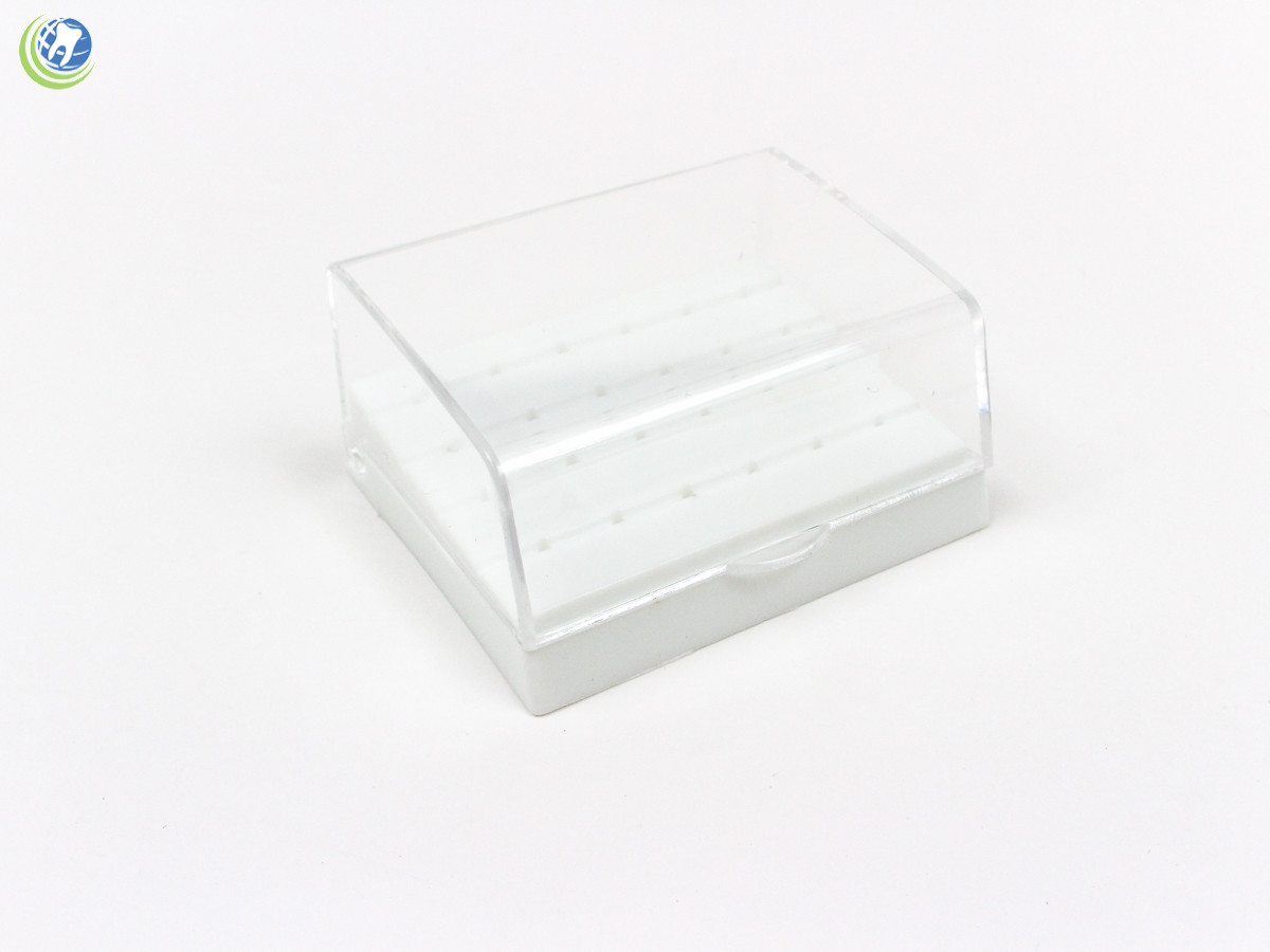 Dental FG Bur Block Holder Station Plastic Holds 24 FG Burs – White 1/16″ Shaft