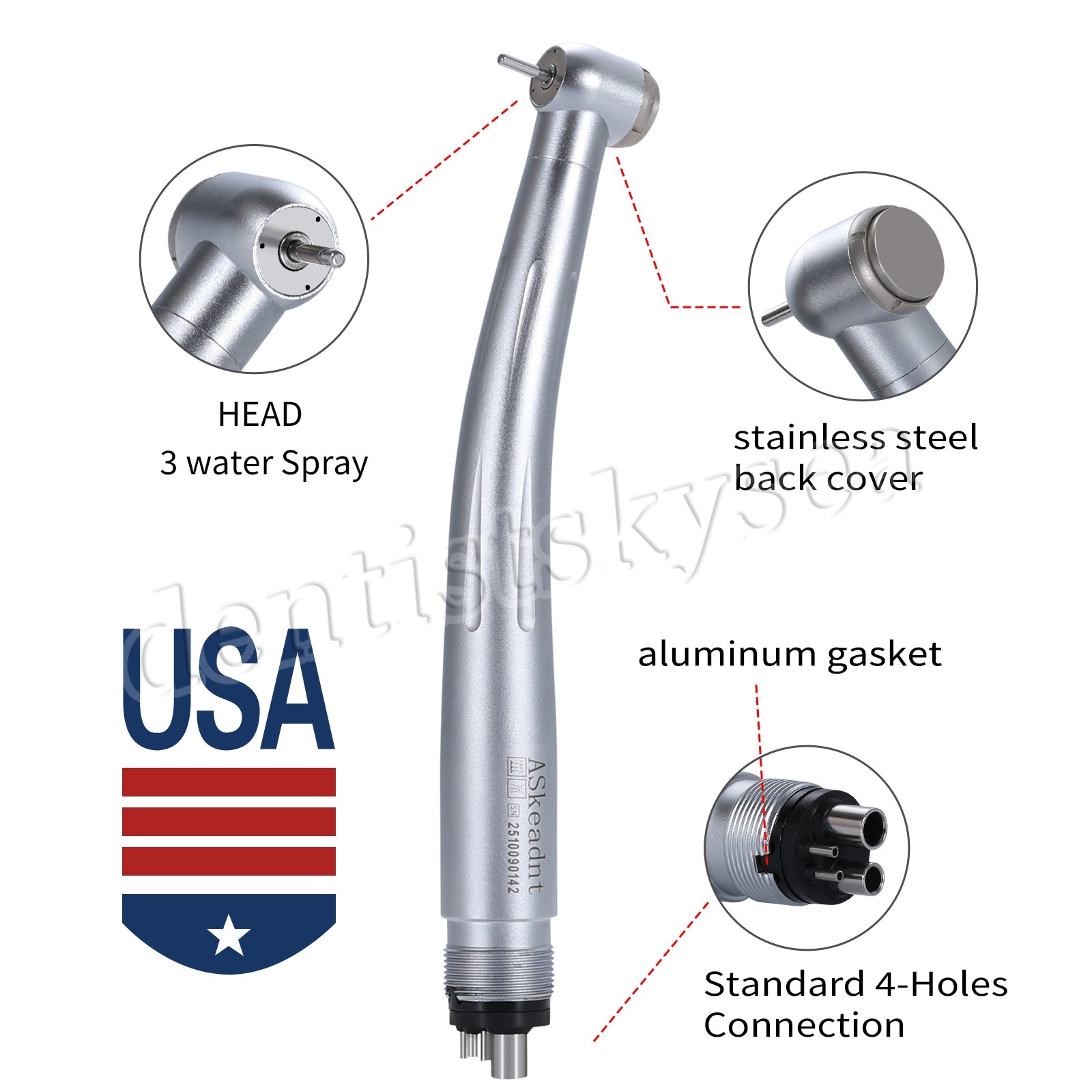 Dental High Speed Handpiece 4-Hole Quick Coupler Fit KaV NSK Turbine Push Button