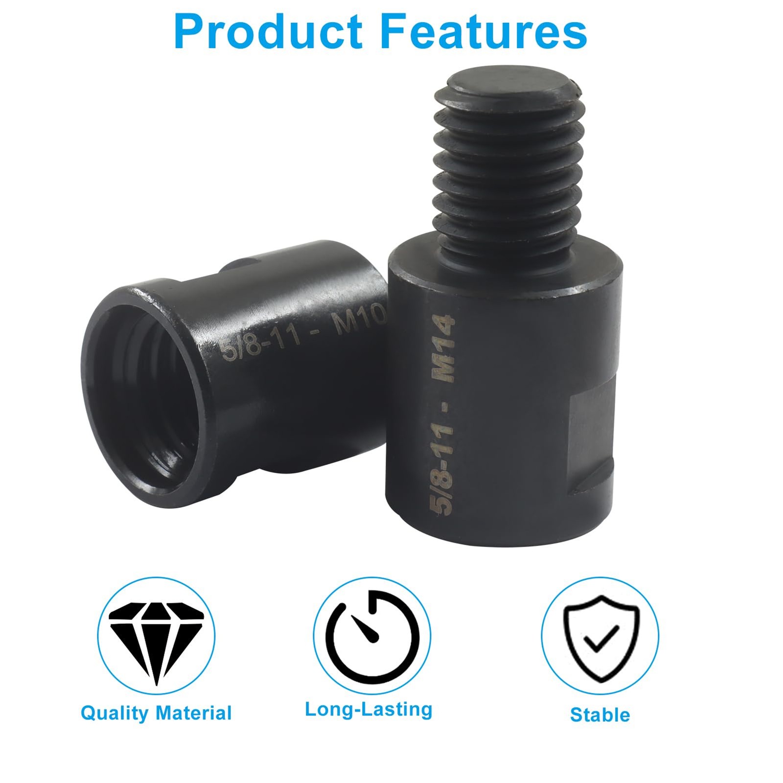 Angle Grinder Converter Adapter, 5/8″-11 Female to M10/M14 Male | 2 Pcs, Thread